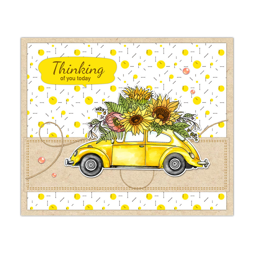 Sunflowers and Cars Clear Stamps
