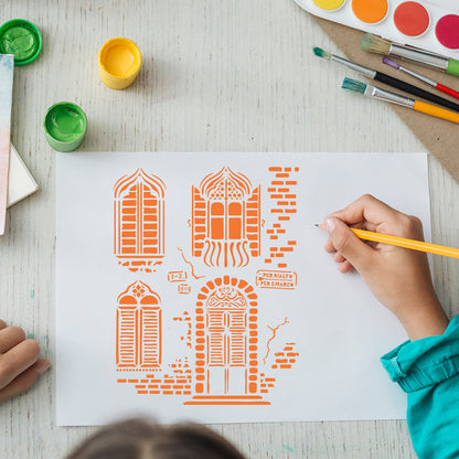 Door and Window Patterns DIY Painting Hollow Stencil