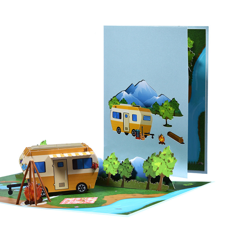 3D Creative RV Travel Pop-Up Greeting Card