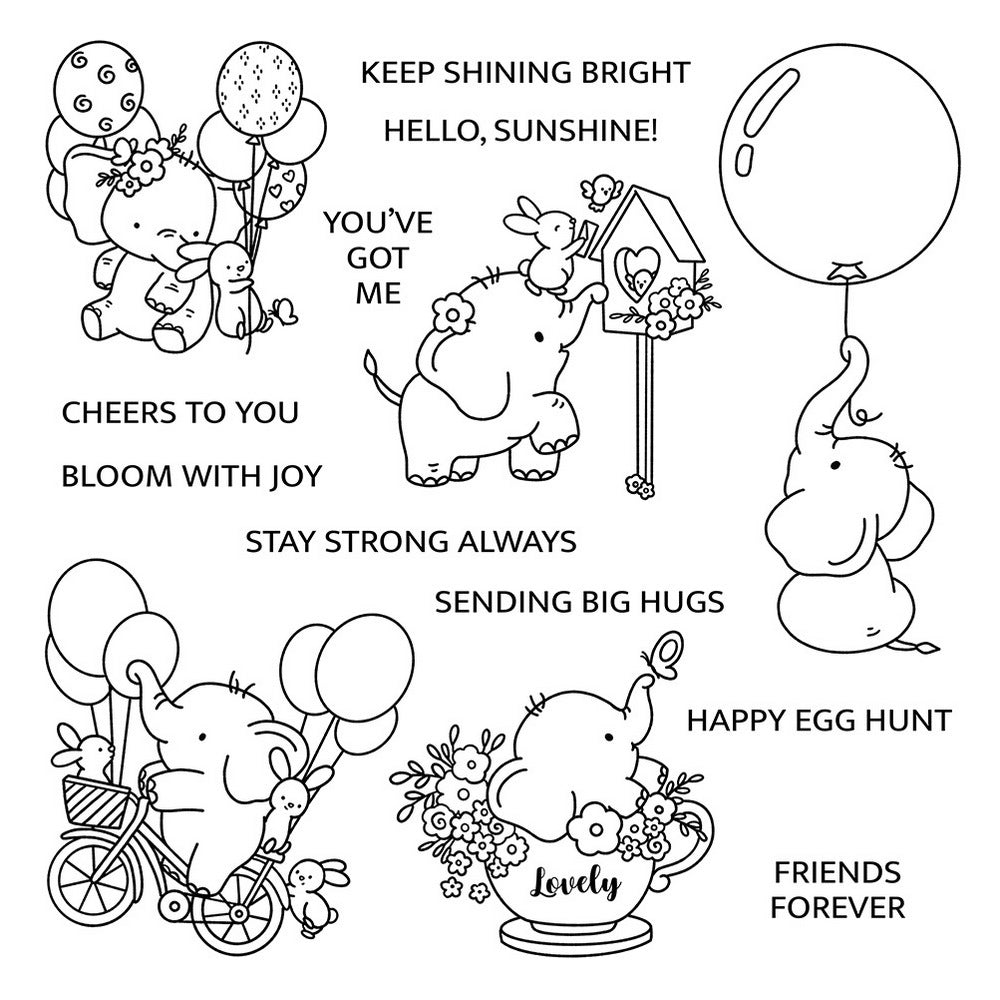 Balloon Elephant Clear Stamps