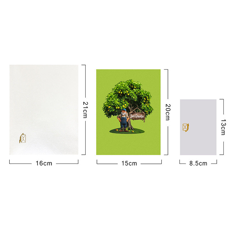 3D Creative Grandfather Green House Pop-Up Card