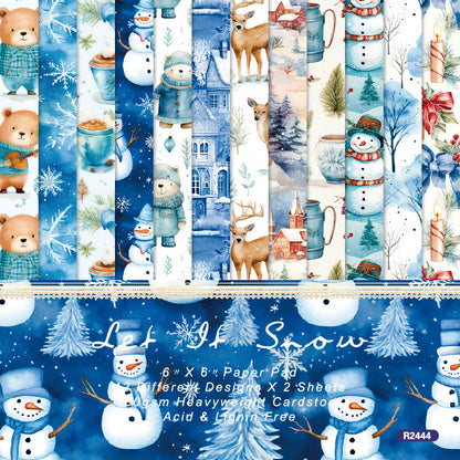 24PCS 6" Let It Snow Scrapbook Paper & Cardstock