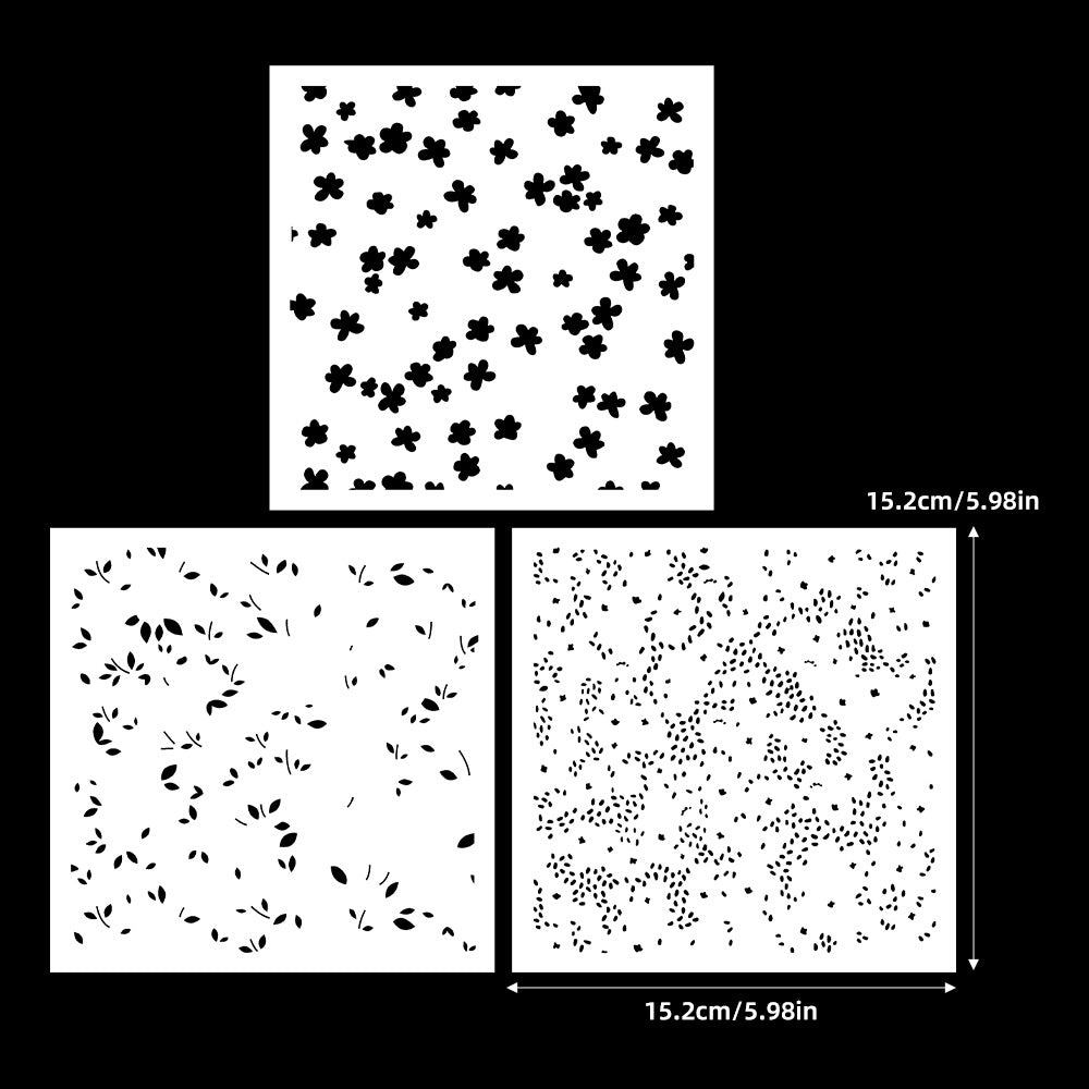 3 PCS Flower Pattern DIY Painting Hollow Stencil