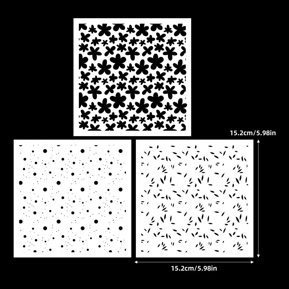 3 PCS Flower Pattern DIY Painting Hollow Stencil