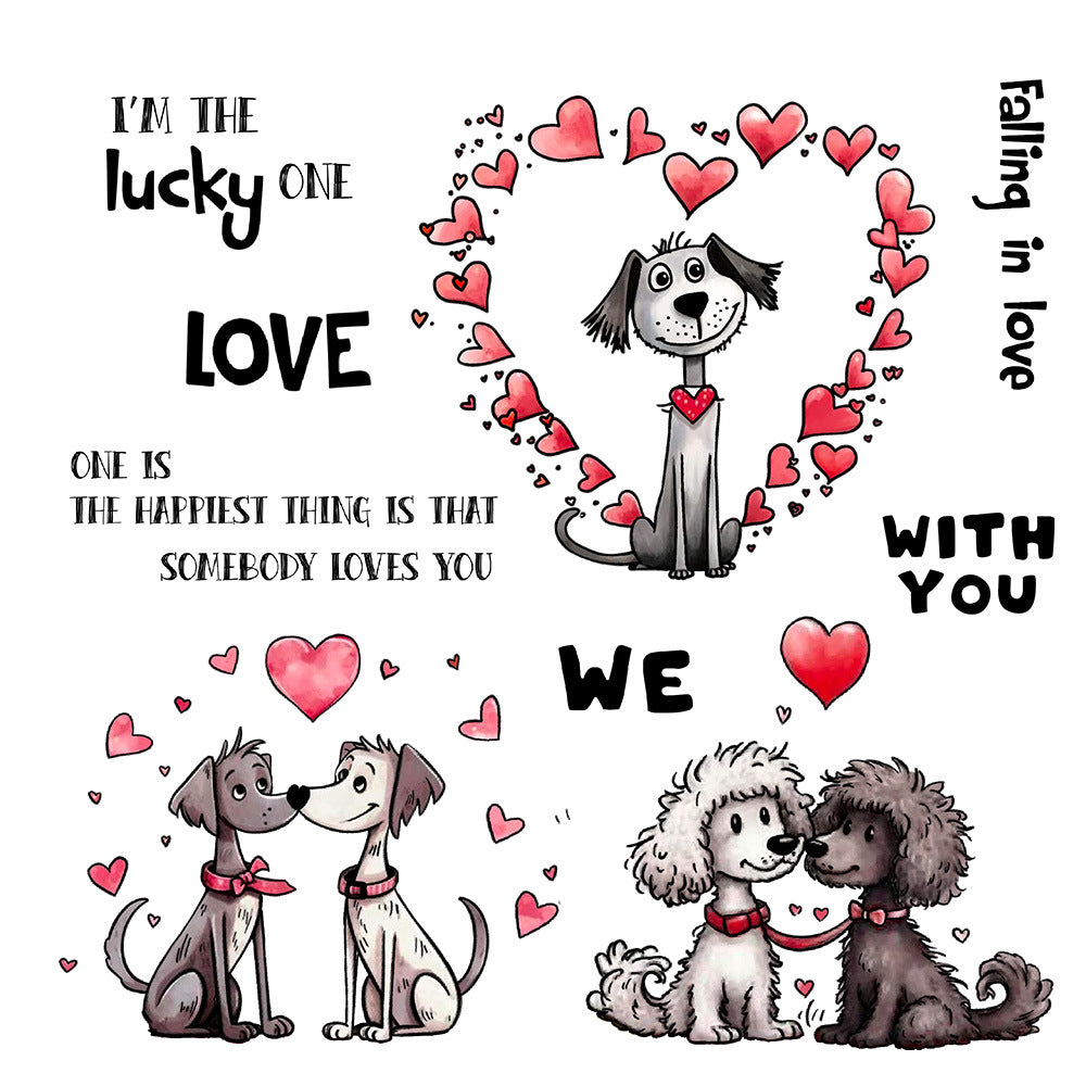 Valentine's Day Cute Puppy Dies & Stamps Set