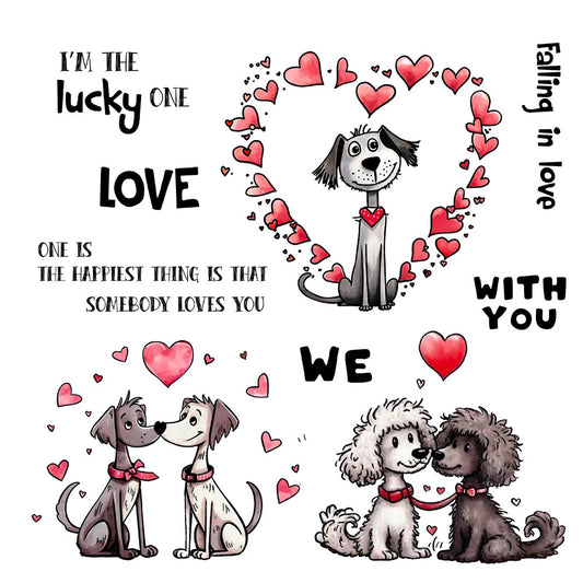 Valentine's Day Cute Puppy Dies & Stamps Set