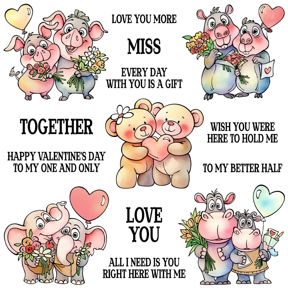 Valentine's Day Animal Couples Dies & Stamps Set