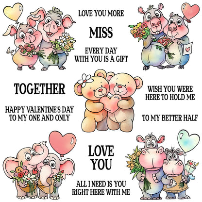 Valentine's Day Animal Couples Dies & Stamps Set
