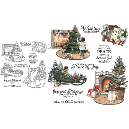 Winter House Christmas Tree Dies & Stamps Set