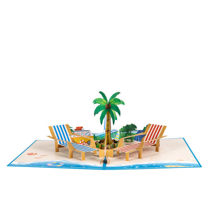 3D Creative Beach Vacation Pop-Up Greeting Card