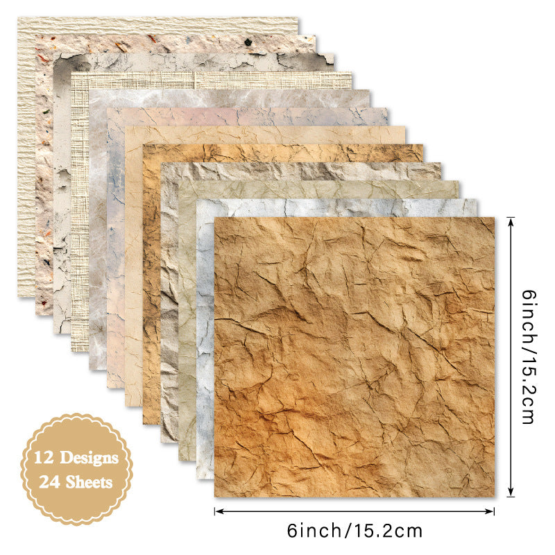 24PCS 6" Crumple Scrapbook Paper & Cardstock