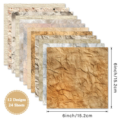 24PCS 6" Crumple Scrapbook Paper & Cardstock