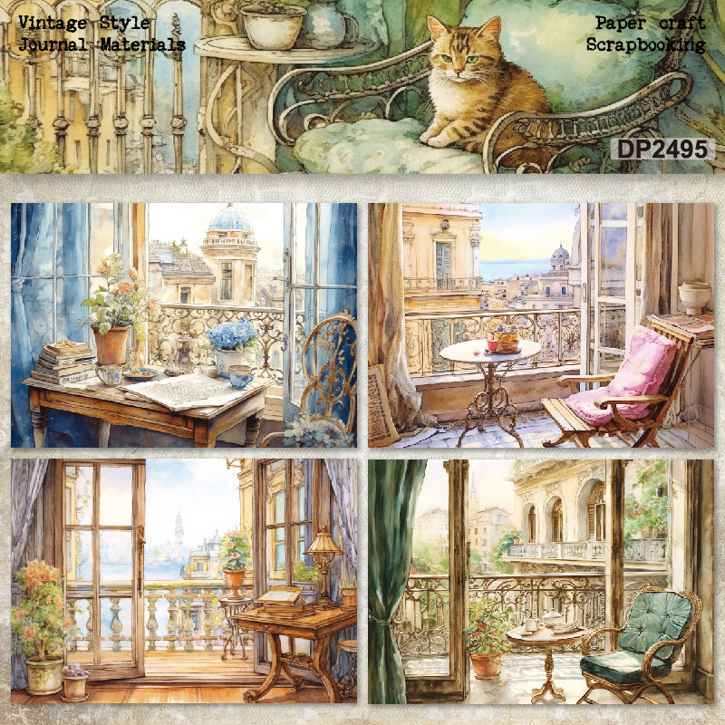 A5 European Windows Vintage Journal Scrapbook Paper
