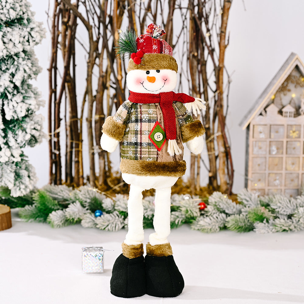 Christmas Retro Plaid Cloth Telescopic Doll Decorations