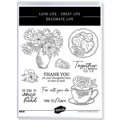 Beautiful Flowers and Cookies Clear Stamps