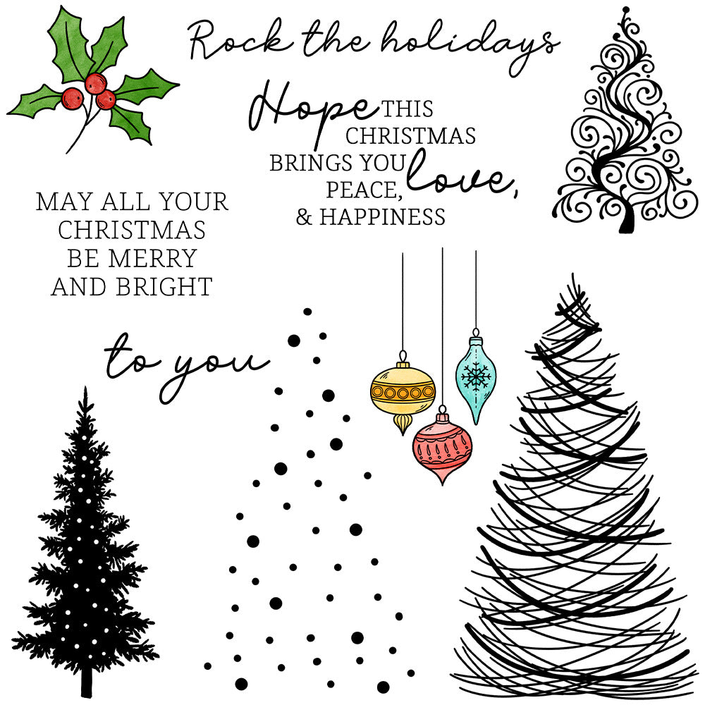 Christmas Tree Dies & Stamps Set