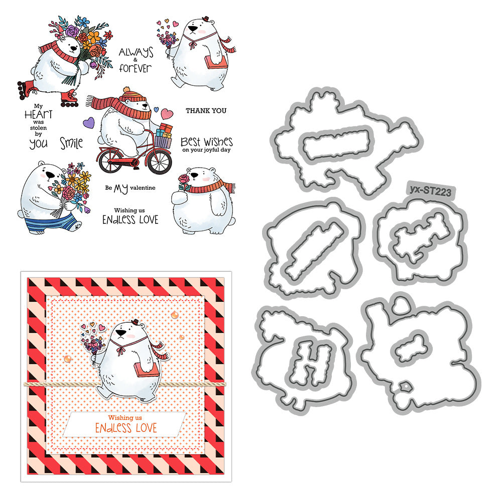 Valentine's Day Polar Bear Dies & Stamps Set