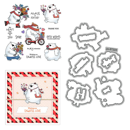 Valentine's Day Polar Bear Dies & Stamps Set