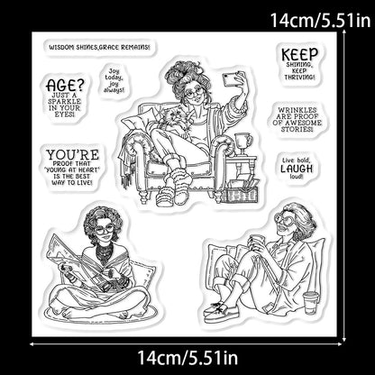 Fashion Old Lady Dies & Stamps Set