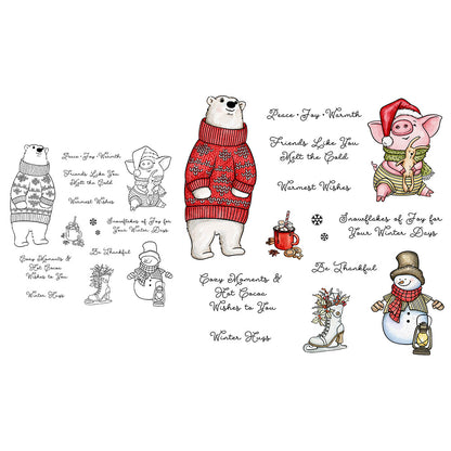 Winter Snowman and Animals Dies & Stamps Set