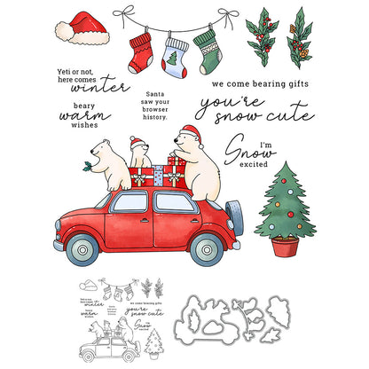 Christmas Polar Bear Dies & Stamps Set