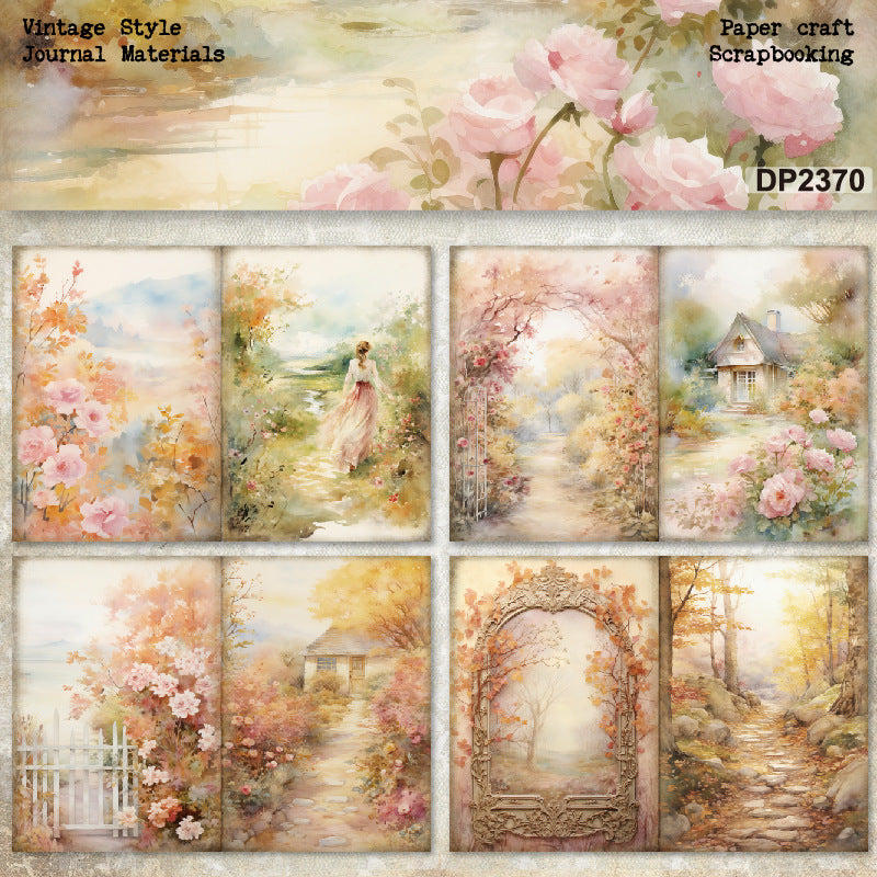 A5 Romantic Flower Decorative Scrapbook Paper