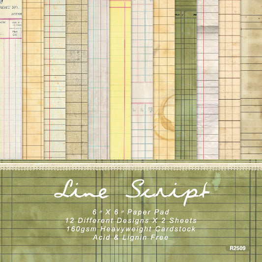 24PCS 6" Line Script Scrapbook Paper & Cardstock