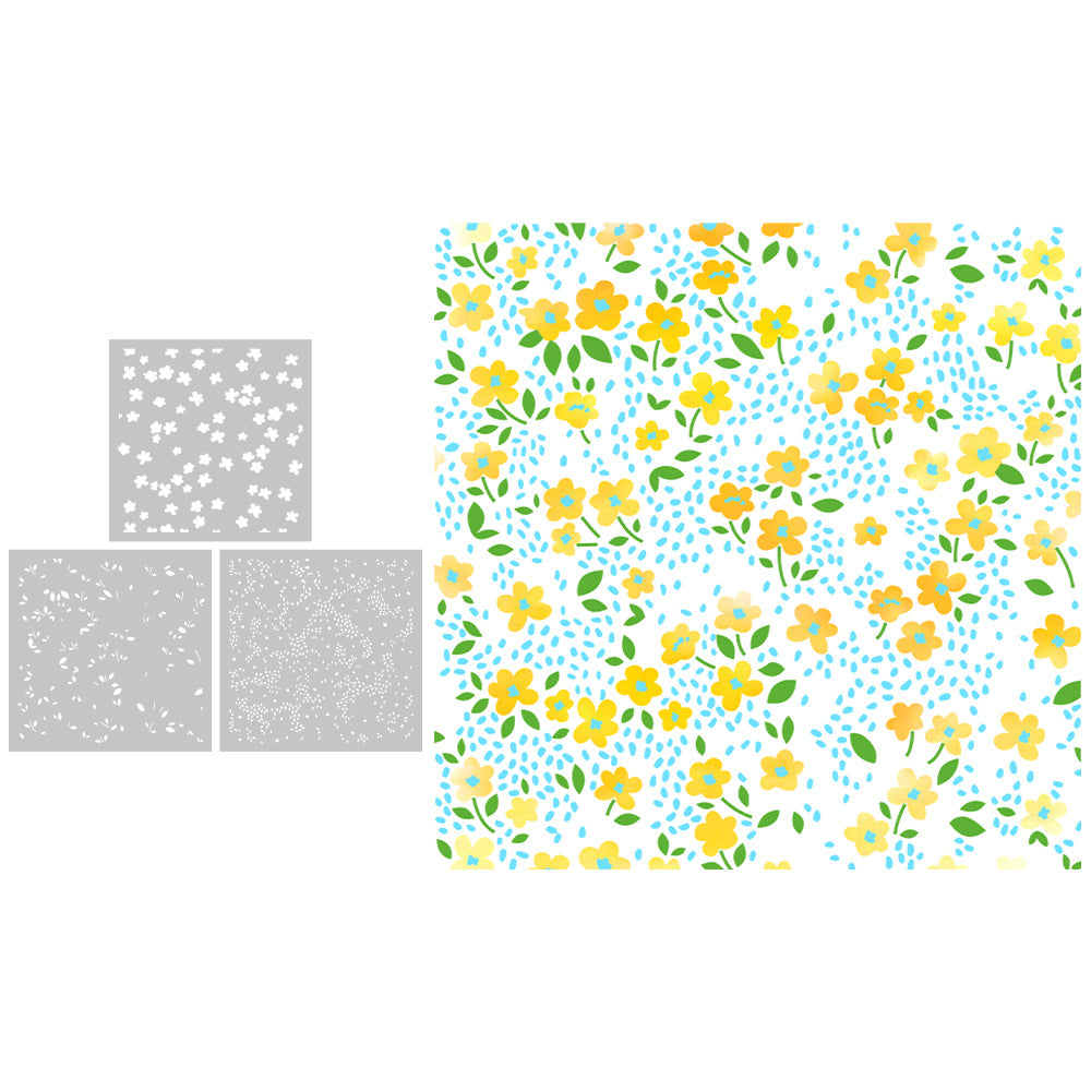 3 PCS Flower Pattern DIY Painting Hollow Stencil