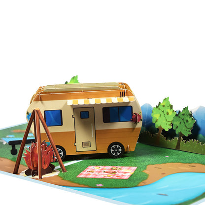 3D Creative RV Travel Pop-Up Greeting Card