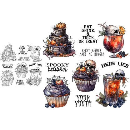 Halloween Party Cake Wine Dies & Stamps Set