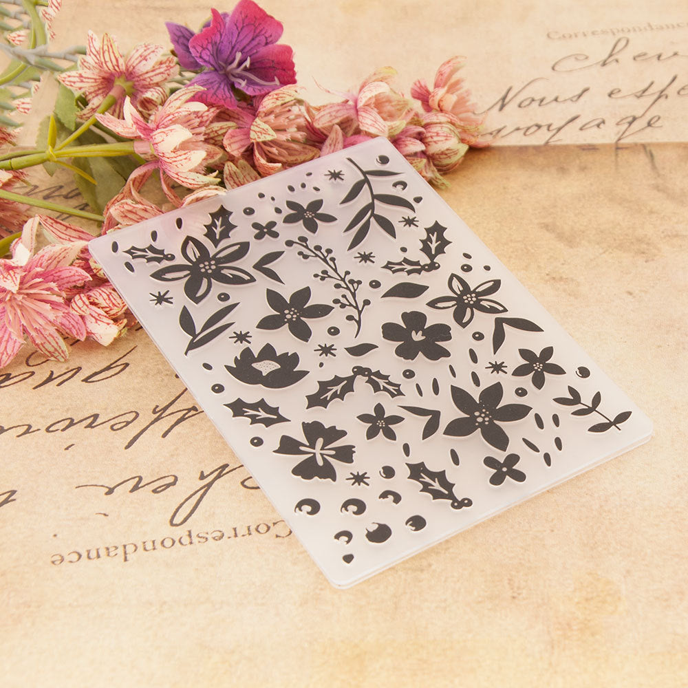 Flowers and Leaves Pattern Plastic Embossing Folder