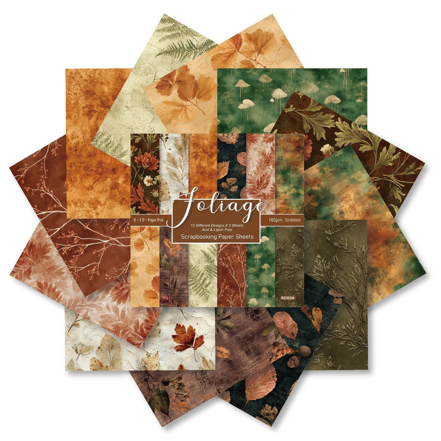 24PCS 6" Foliage Scrapbook Paper & Cardstock