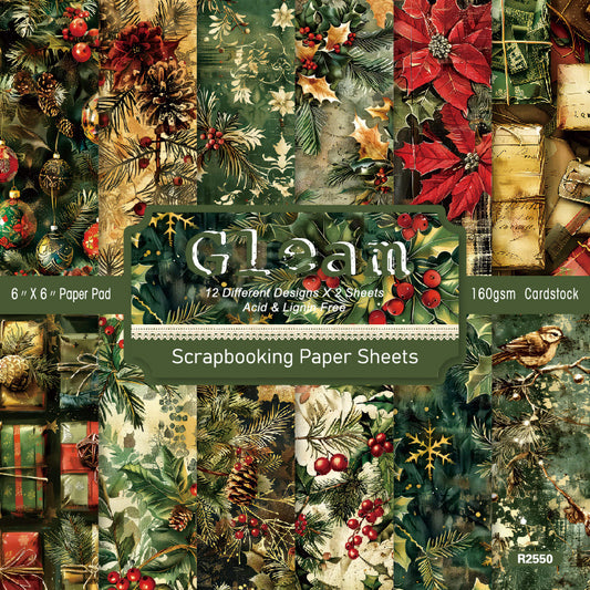 24PCS 6" Gleam Scrapbook Paper & Cardstock