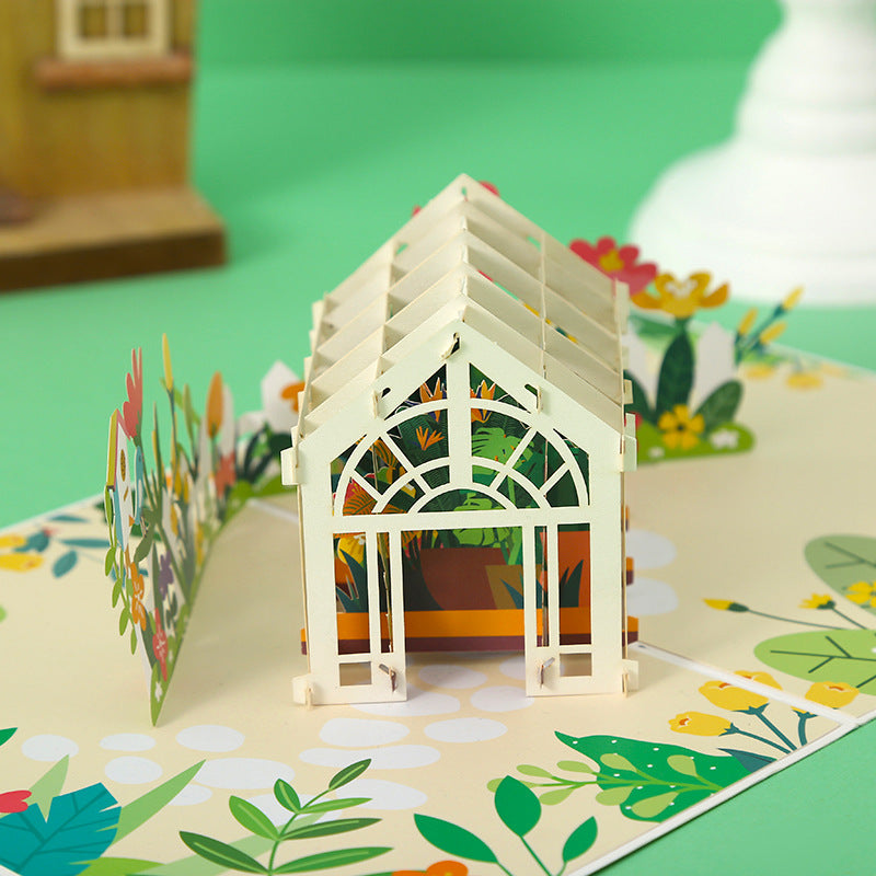 3D Flower House Pop-Up Greeting Card