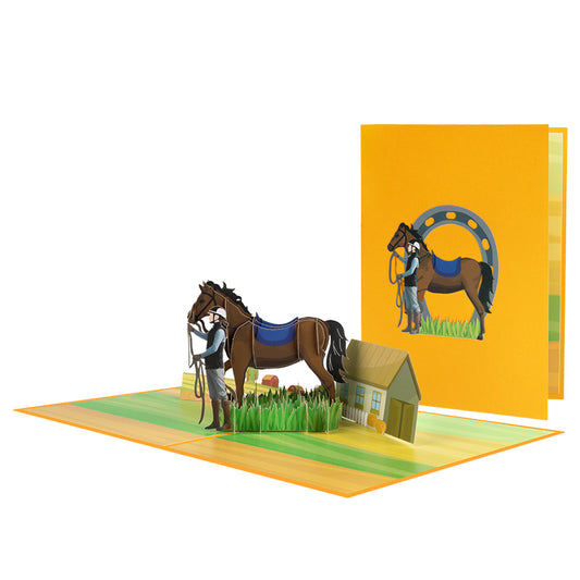 3D Creative Equestrian Competition Pop-Up Card