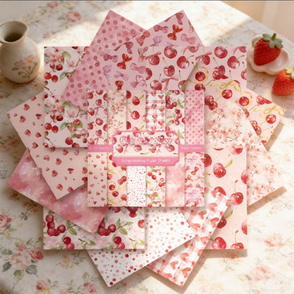 24PCS 6" Cherry Scrapbook Paper & Cardstock