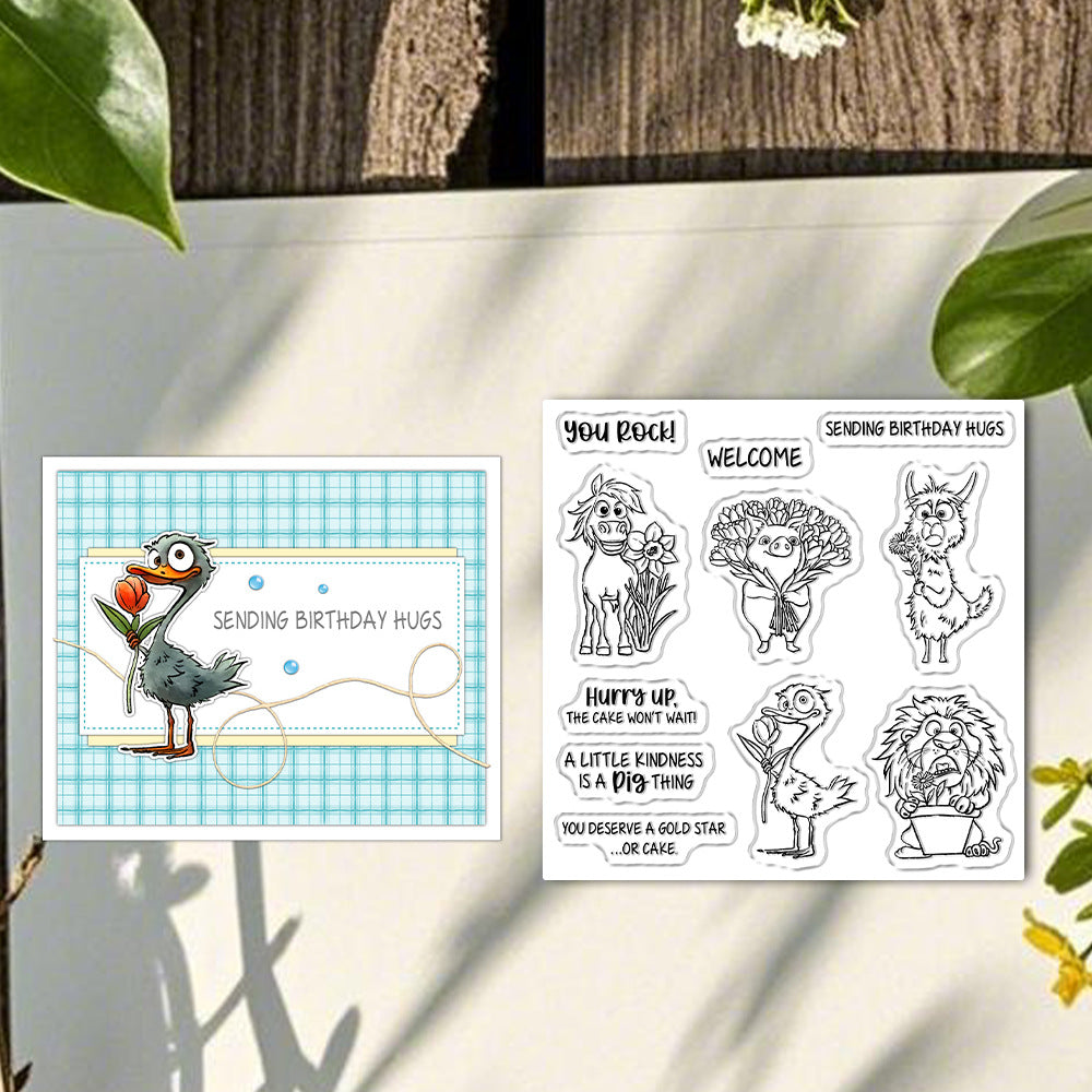 Cute Animals and Flowers Clear Stamps