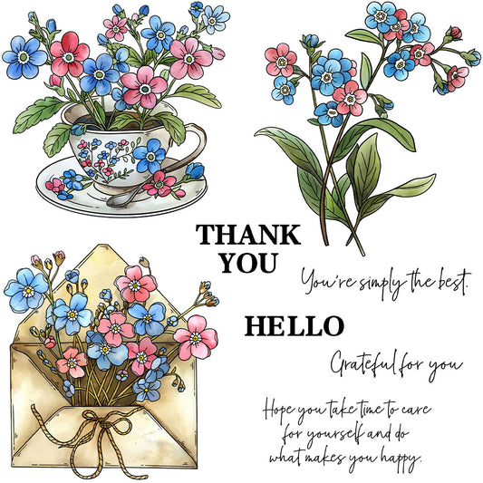 Teacup Flower Envelope Clear Stamps