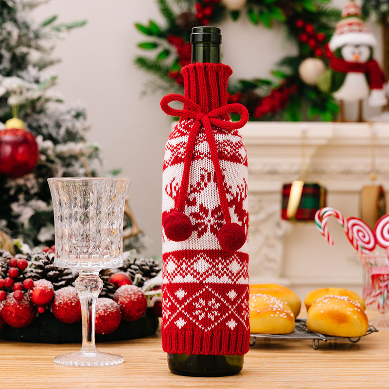 Christmas Knitted Wine Bottle Cover Decorations