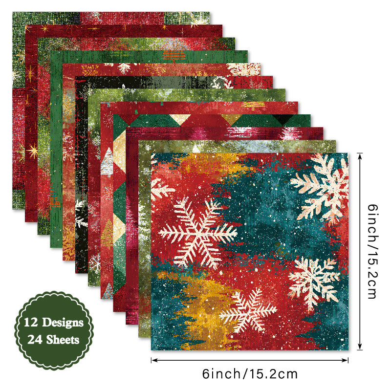 24PCS 6" Christmas Style Scrapbook Paper & Cardstock