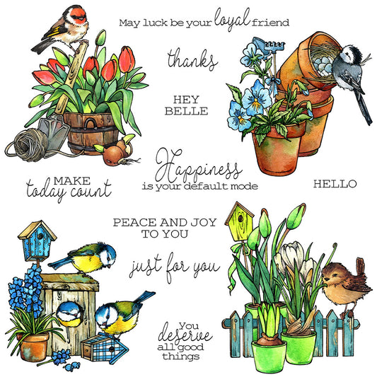 Flowers and Birds Dies & Stamps Set