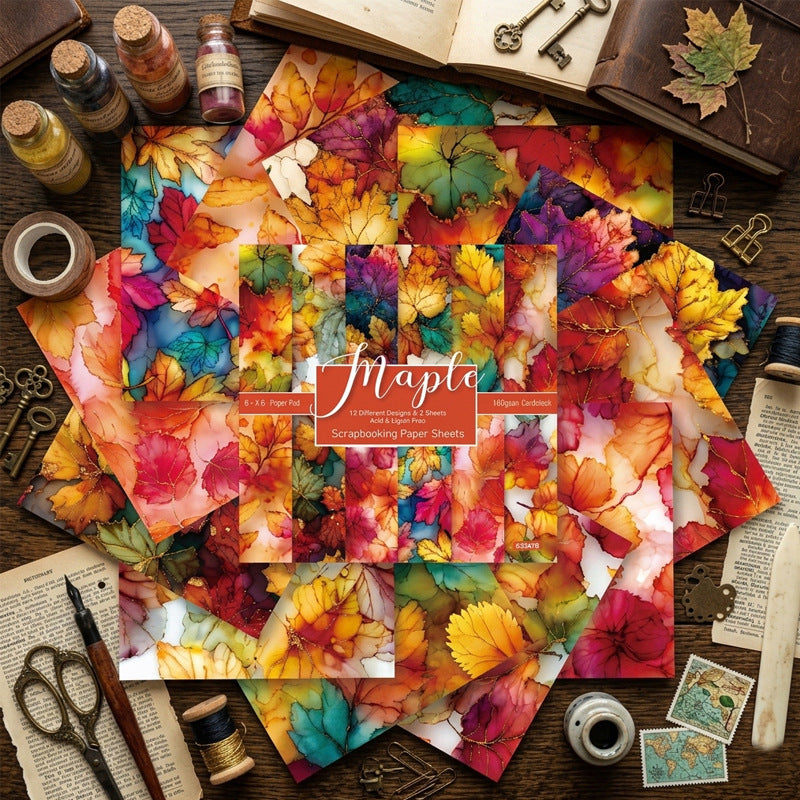 24PCS 6" Maple Scrapbook Paper & Cardstock