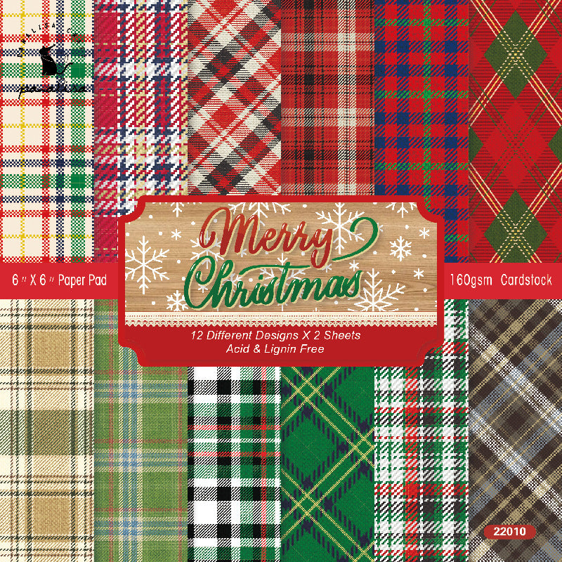 24PCS 6" Christmas Plaid Scrapbook Paper & Cardstock