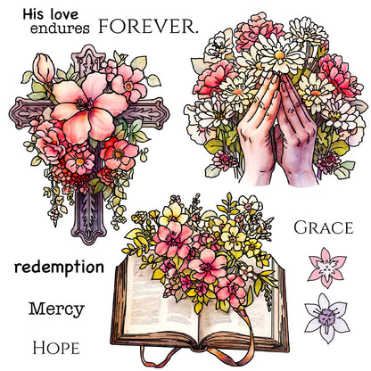 Cross Flowers Dies & Stamps Set