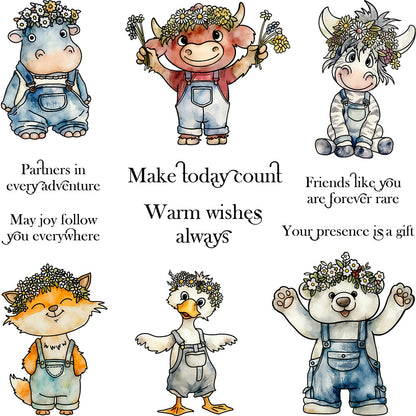 Wreath Animals Clear Stamps