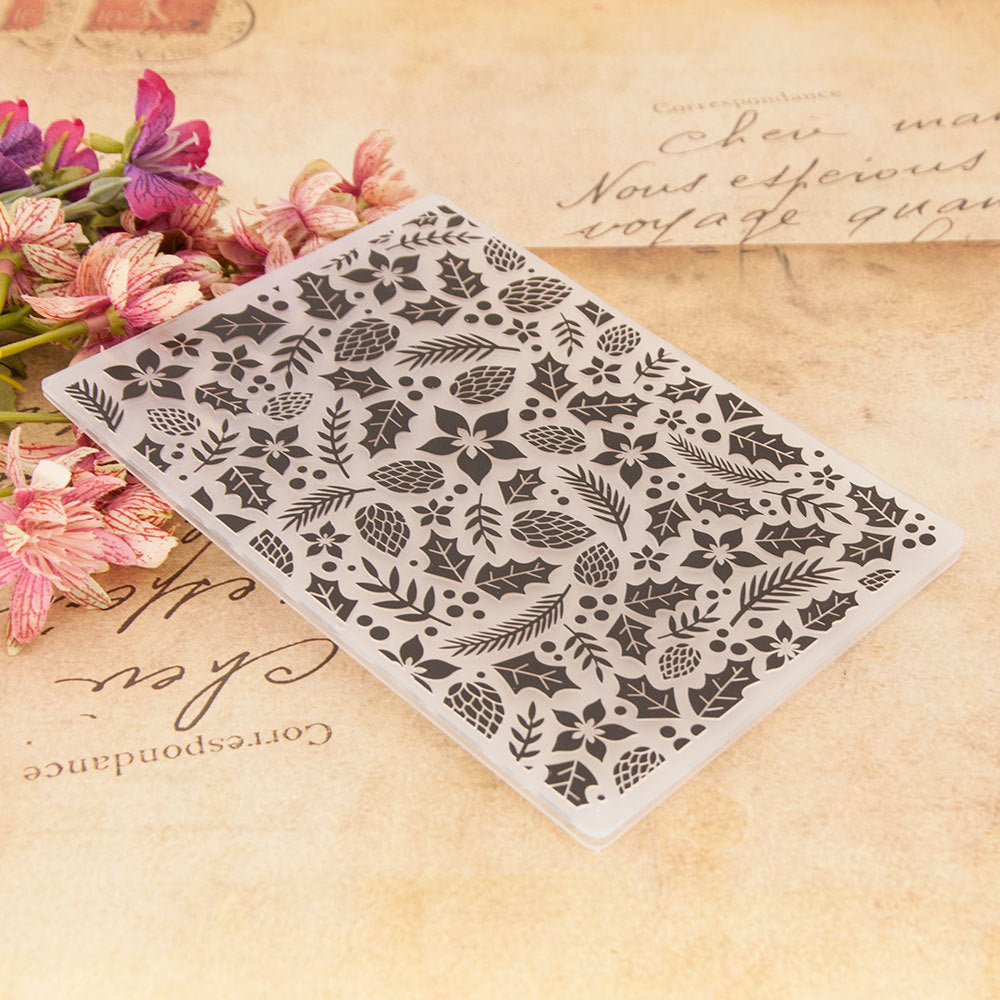 Flowers and Leaves Pattern Plastic Embossing Folder