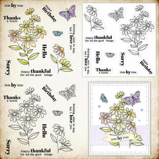 Flowers and Butterflies Clear Stamps