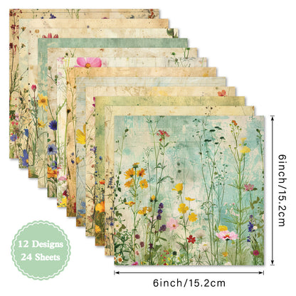 24PCS 6" Forage Scrapbook Paper & Cardstock