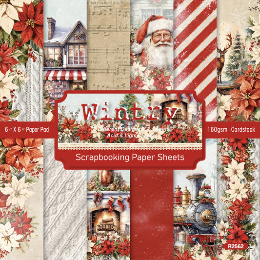 24PCS 6" Wintry Scrapbook Paper & Cardstock