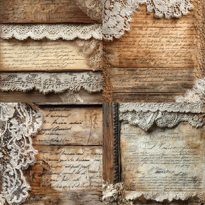 24PCS 6" Vintage Lace Scrapbook Paper & Cardstock